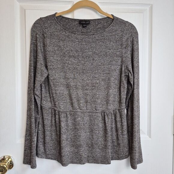 J. Jill Wearever Collection Top Size Small Peplum Long Sleeve Gray Stretch - Picture 1 of 3